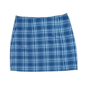 SHEIN Blue Plaid Mini Skirt